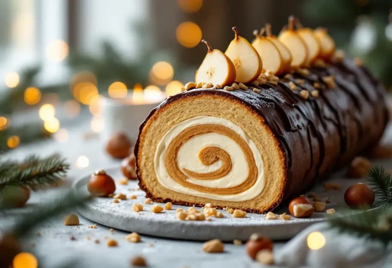 Bûche de Noël aux marrons et à la poire : un roulé facile et raffiné pour un réveillon tout en douceur Bûche de Noël aux marrons et à la poire : un roulé facile et raffiné pour un réveillon tout en douceur