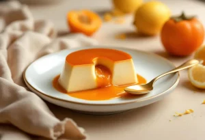 Ce flan d’automne ultra fondant cache un coulis de kaki surprenant… la recette chic la plus facile de la saison