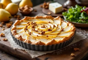 Cette tarte poire-Roquefort aux noix est un vrai shoot d’automne sucré-salé qui retourne toutes les papilles