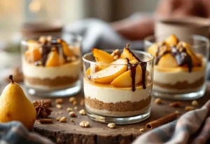 Poires fondantes et croquant de spéculoos : ce cheesecake minute sans cuisson est le goûter automnal idéal !