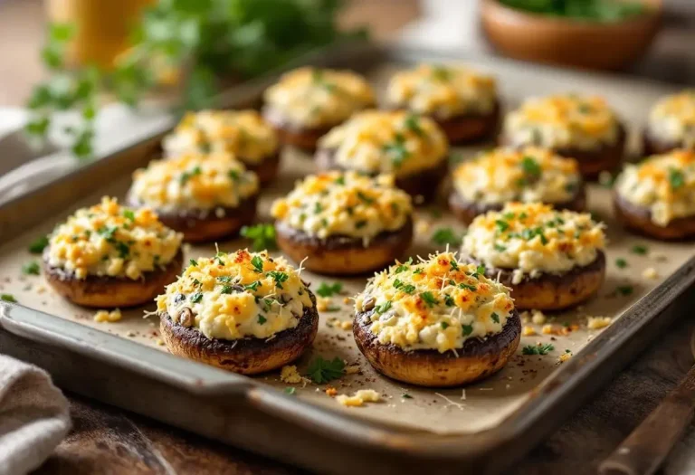 Champignons farcis au four, à l’ail et aux fines herbes : l’apéro chaud, ultra fondant et croustillant Champignons farcis au four, à l’ail et aux fines herbes : l’apéro chaud, ultra fondant et croustillant