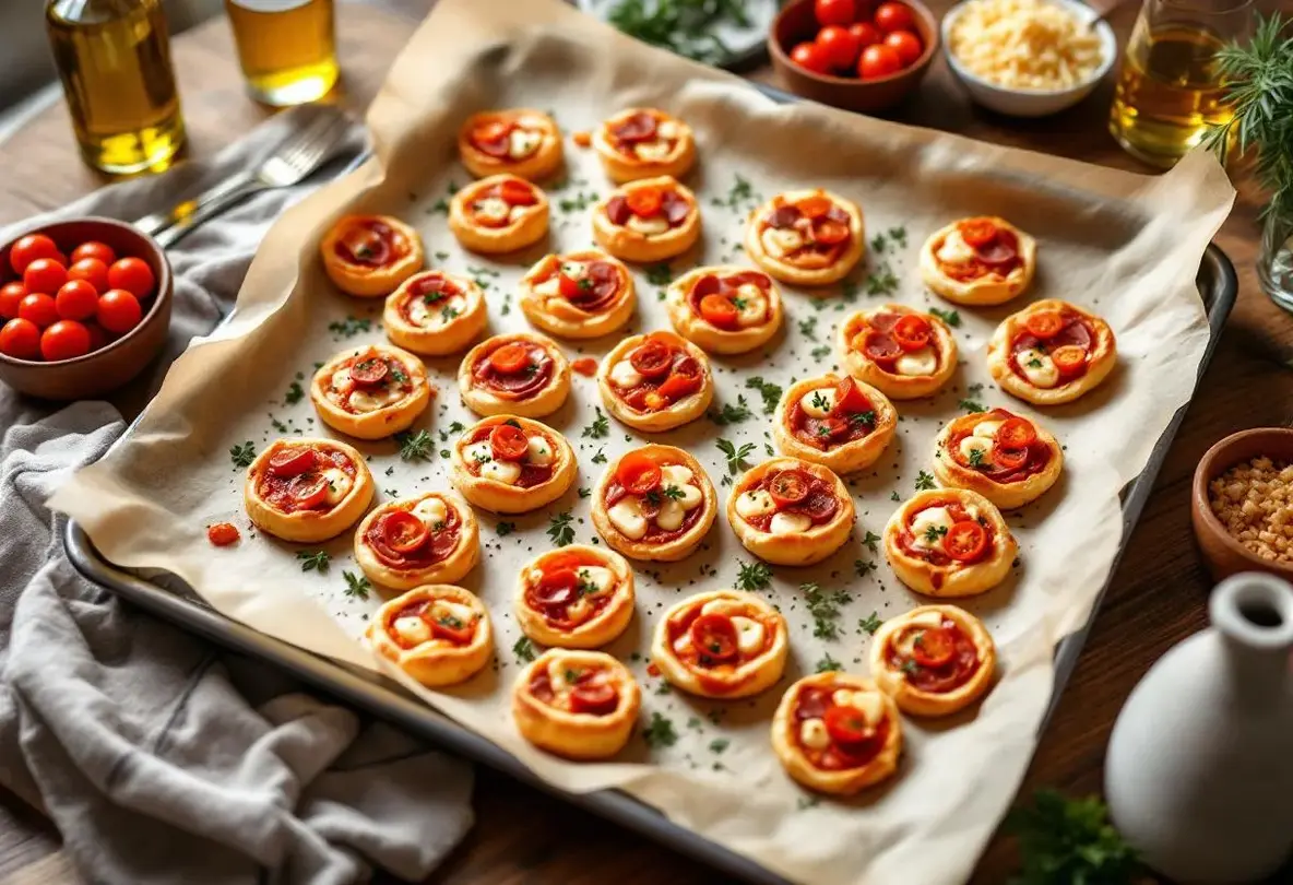 Mini pizzas en pâte feuilletée : l’apéro express ultra croustillant prêt en 20 minutes