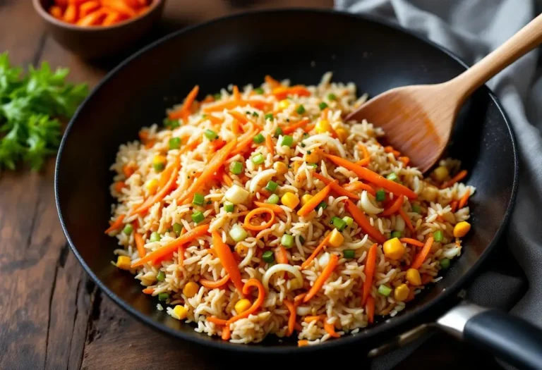 Riz sauté carottes-poireau au wok, prêt en 12 minutes avec les basiques du placard Riz sauté carottes-poireau au wok, prêt en 12 minutes avec les basiques du placard